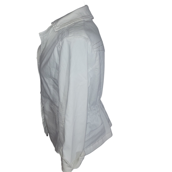 Joan Rivers White Button Front Light Cotton Blend Jacket M - Picture 4 of 6